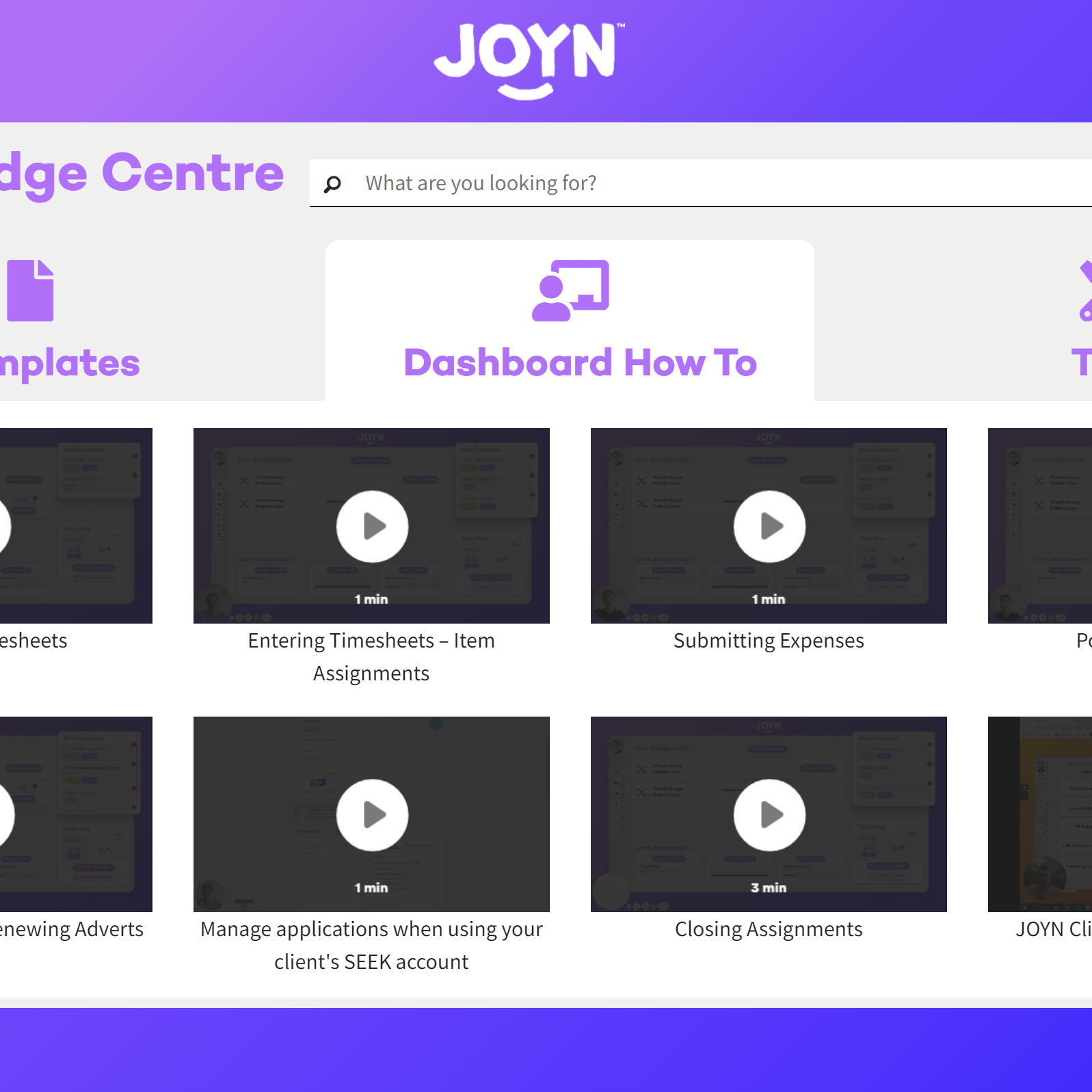JOYN knowledge center